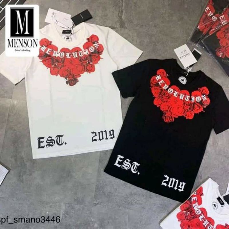 Áo thun cotton cao cấp tay lỡ from rộng phông nam nữ in hoa hồng jose