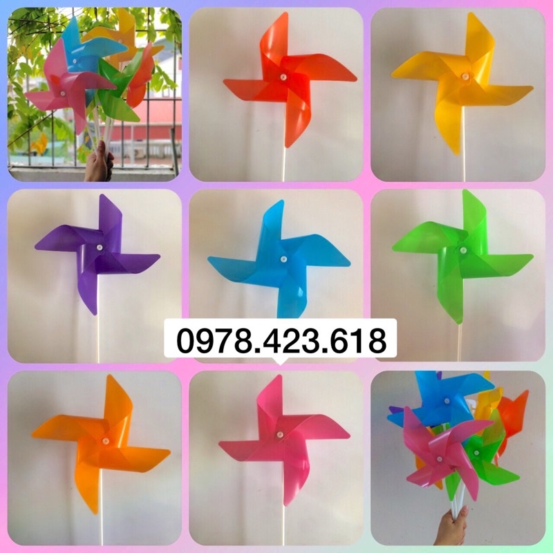 Combo 200 chong chóng 30cm Cắm QUE trang trí