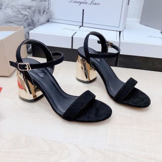 sandal da nỉ gót đồng 7cm