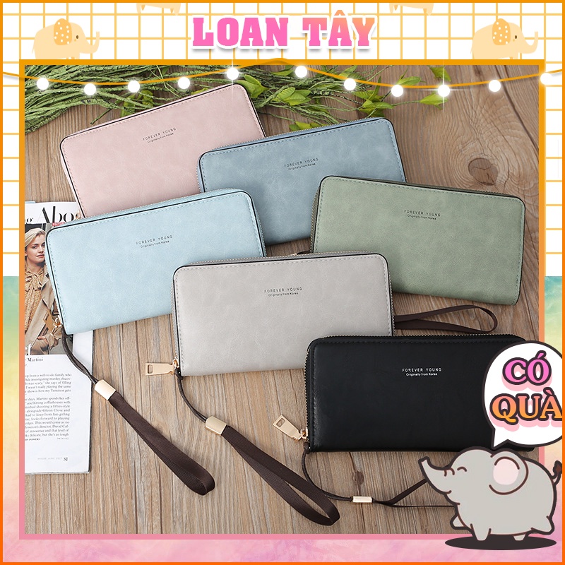 Ví Dài Dây Kéo Vân Sần Forever Có Dây Đeo Cổ Tay L925