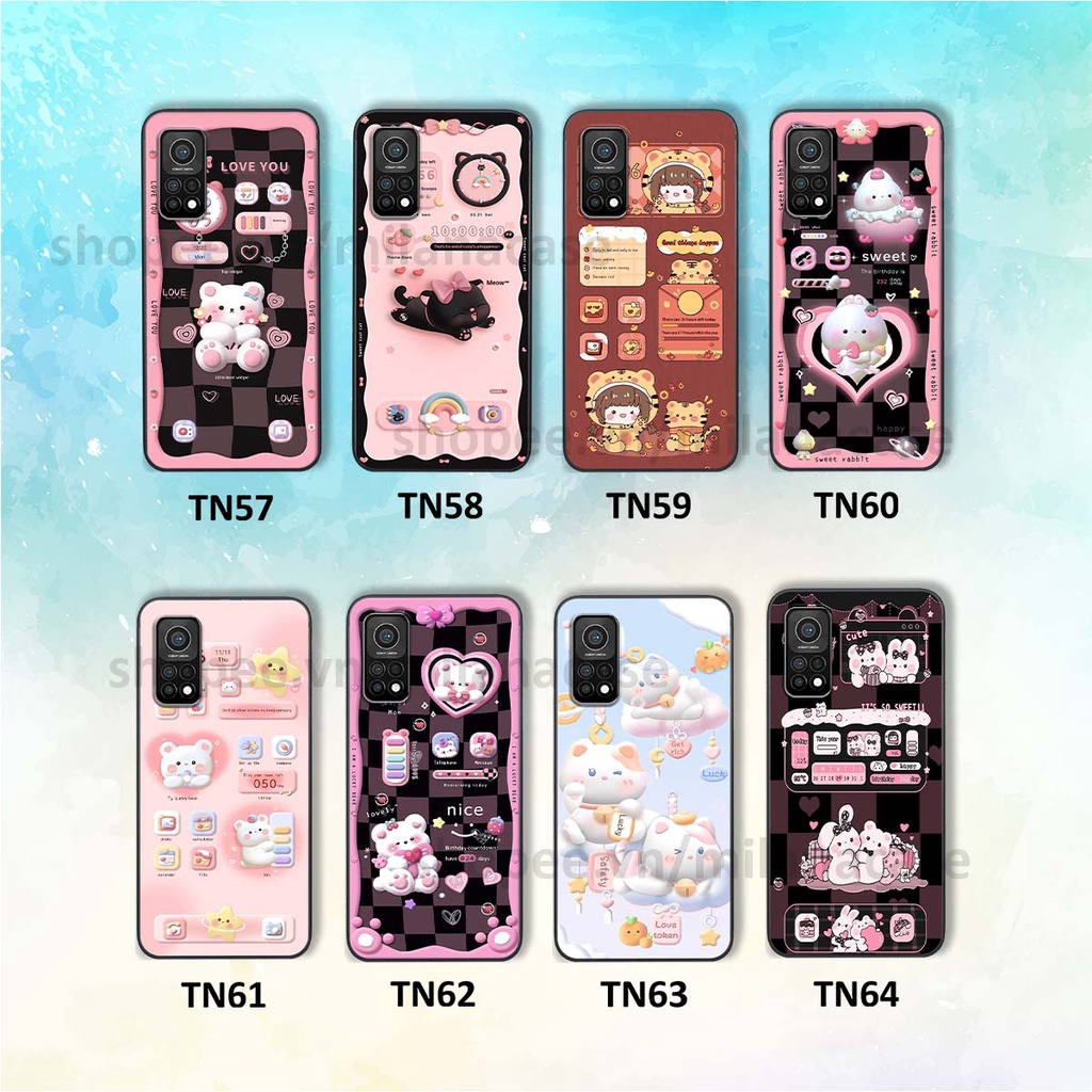 Ốp Xiaomi Mi 10T Pro hình đồng hồ icon gấu mèo cute cực dễ thương ngộ nghĩnh