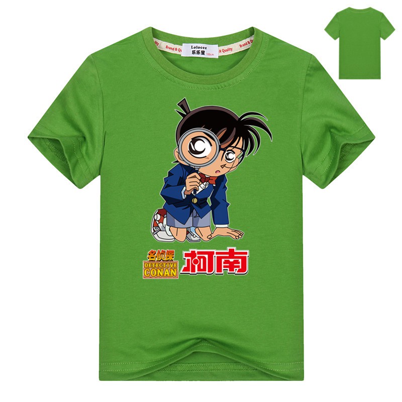 Áo thun cotton ngắn tay họa tiết Thám Tử Conan cho bé