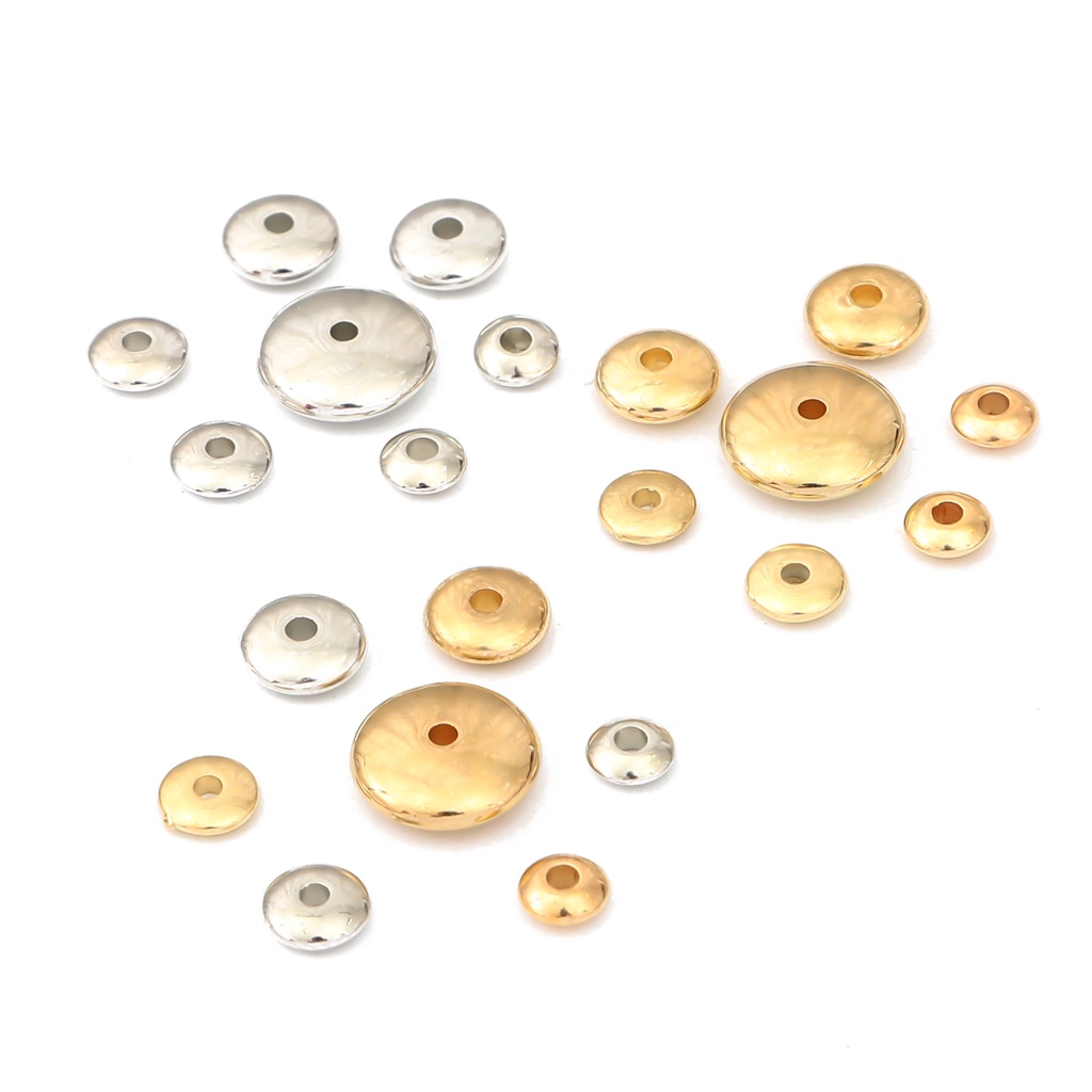 Chuỗi hạt tròn dẹt lỗ xỏ lớn dành cho làm trang sức DIY