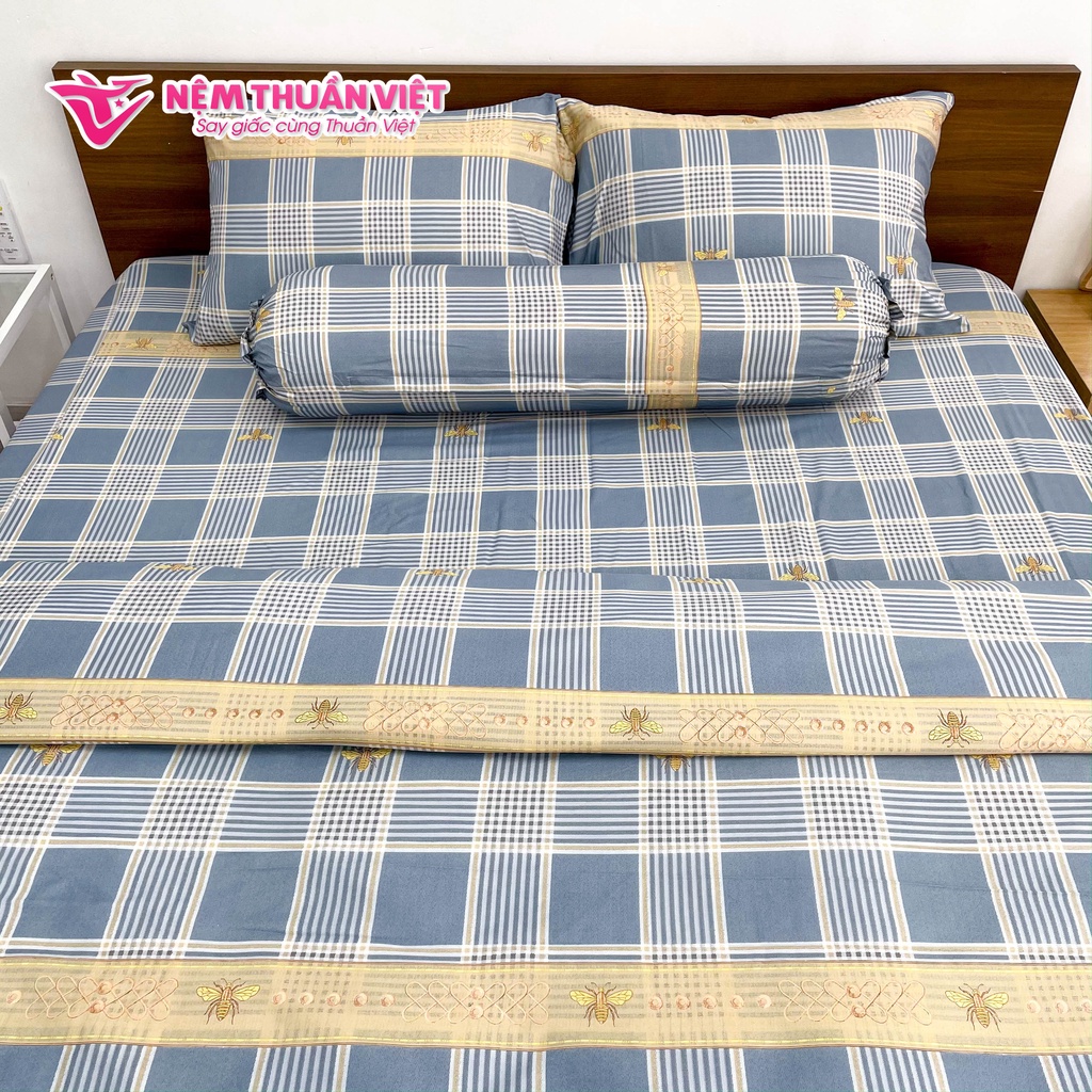 Mền Tencel Thuần Việt Cao Cấp - Caro Xanh Đậm TVM04 - Kích Thước 180x200