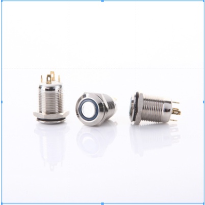 Công tắc nút nhấn LED kim loại đầu bằng 12mm 12V 24V chống nước ô tô- 12mm LED Momentary push button switch