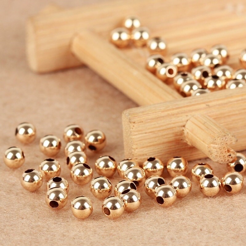Charm Bi Bạc 3-4-6mm Mạ Vàng 24k - Bi Bạc Mix Vòng - Phụ Kiện Trang Sức Ag