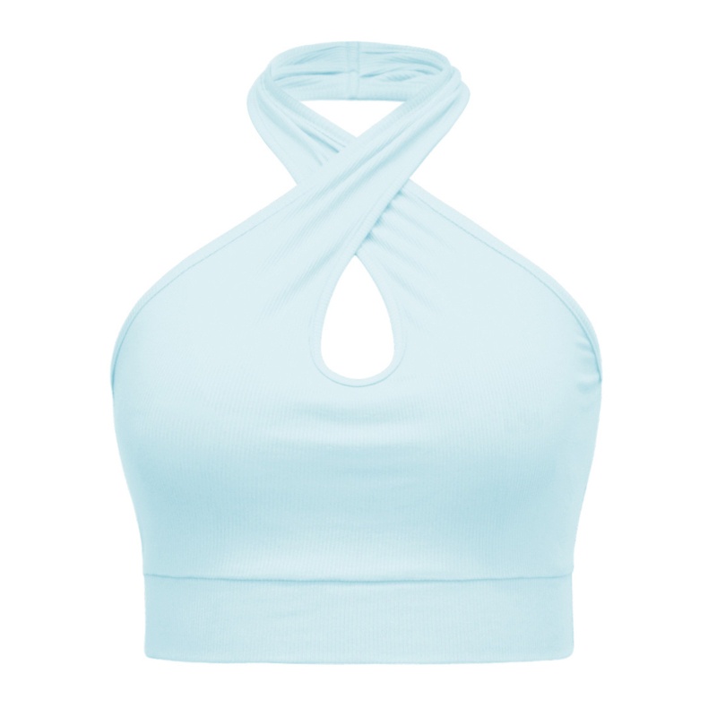 Xiangbao Áo Crop Top Dệt Kim Không Tay Màu Trơn Cho Nữ