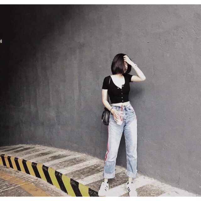 Áo croptop thun gân