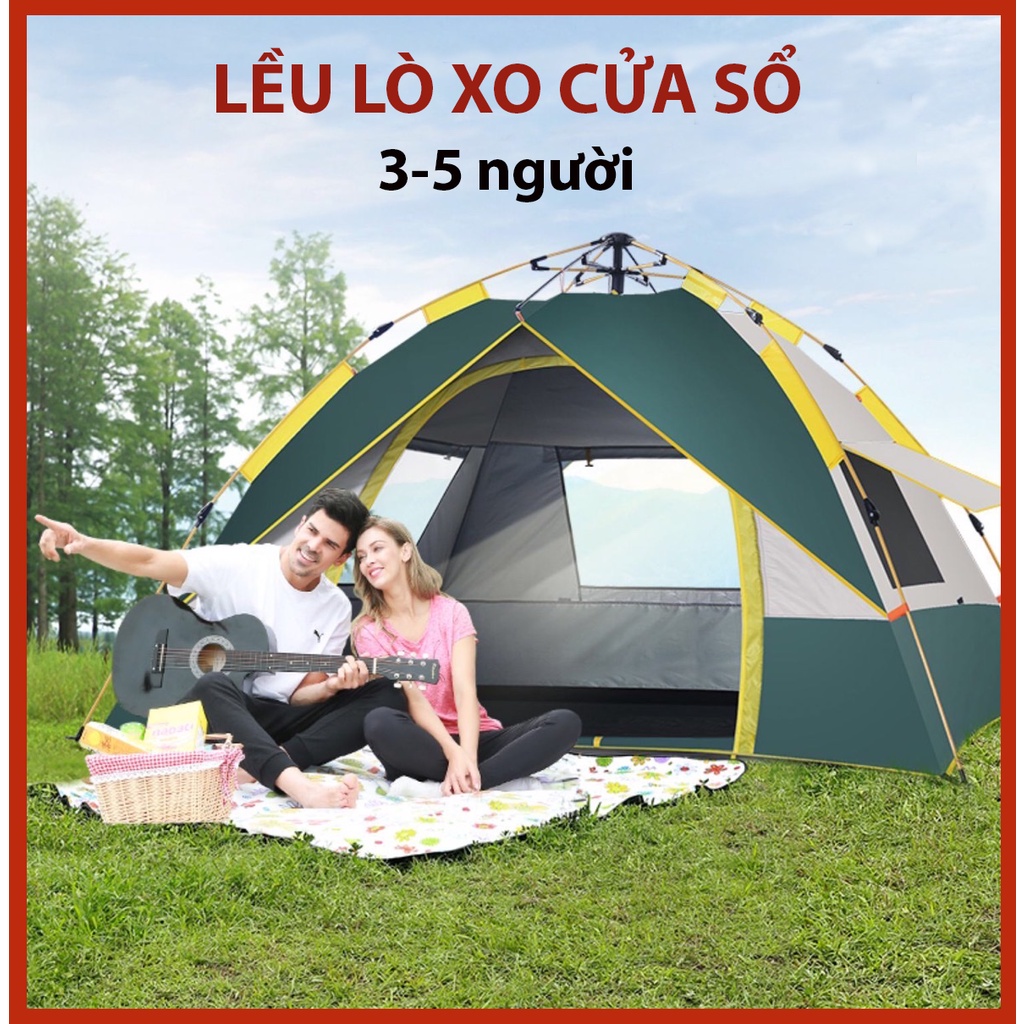 Lều cắm trại tự bung chống thấm nước gấp gọn dễ dàng - Lều dã ngoại, picnic dành cho 3 - 6 người - Thoáng mát, rộng rãi
