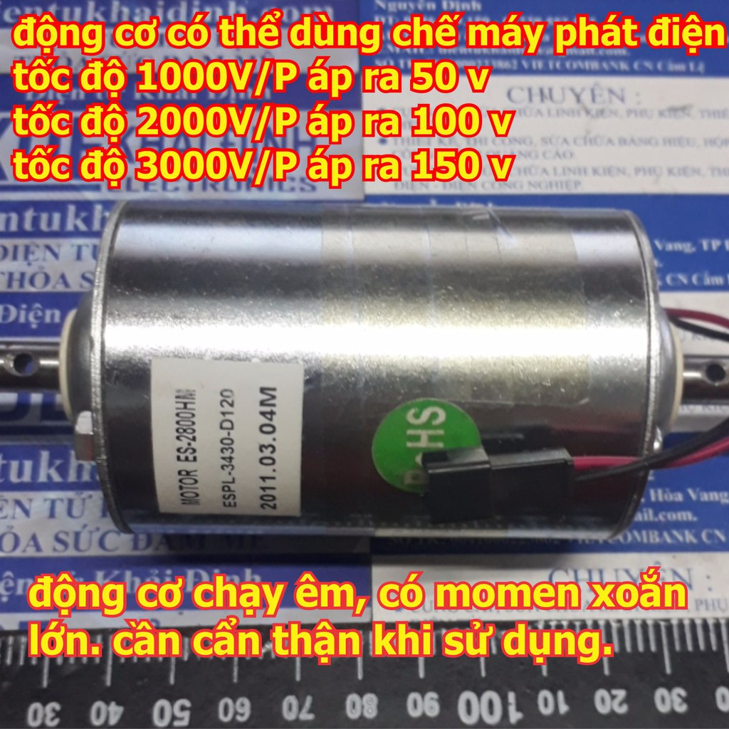 ĐỘNG CƠ DC ESPL 3430D120 120VDC 2500RPM, 620g trục 8mm, CHẾ MÁY PHÁT ĐIỆN kde4894