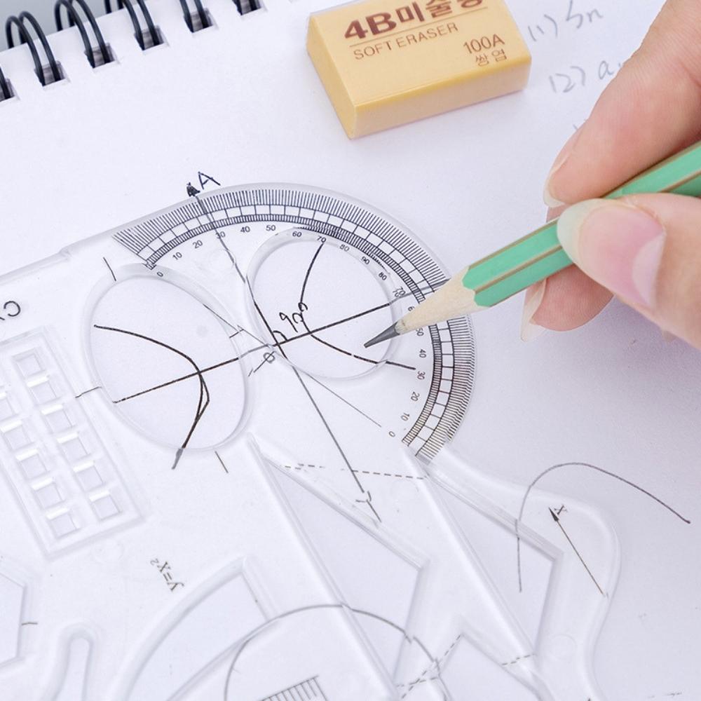 Thước nhựa dẻo vẽ hình học Pison D18,5 x C11,5cm đa năng tiện dụng cho học sinh - 1 cái