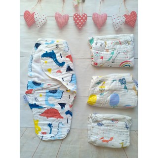 Ủ kén vải xô cotton cho em bé sơ sinh
