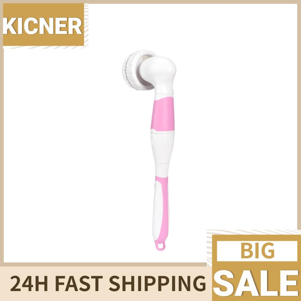Kicner Water-resistant Bath Brush Electric Long Handle Spa Shower Body Massage Cleansing Scrubber Home