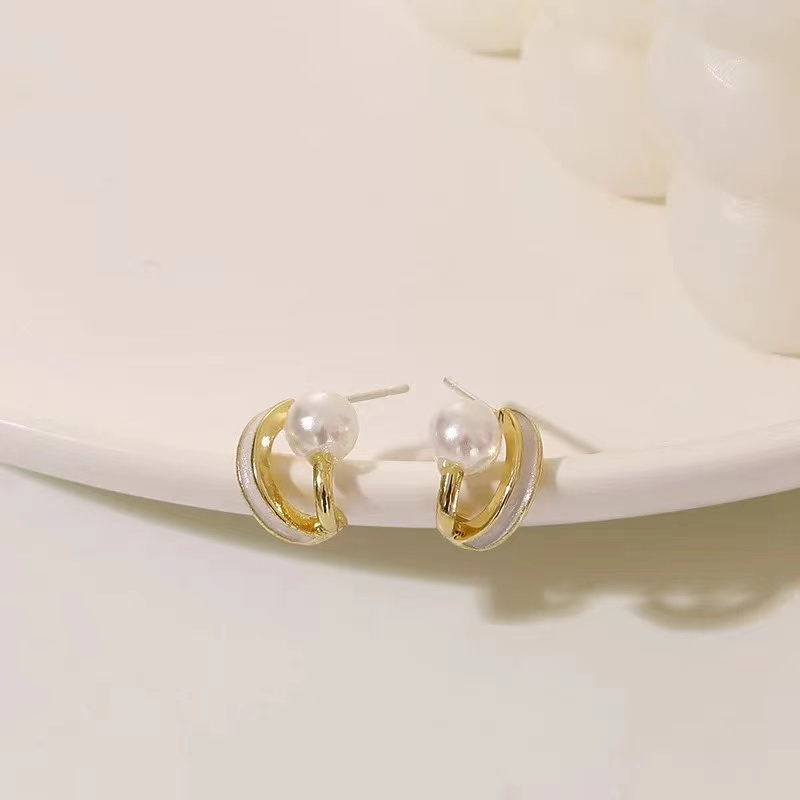 Đôi Khuyên Tai Mạ Bạc 925 Đính Ngọc Trai Thời Trang Cho Nữ