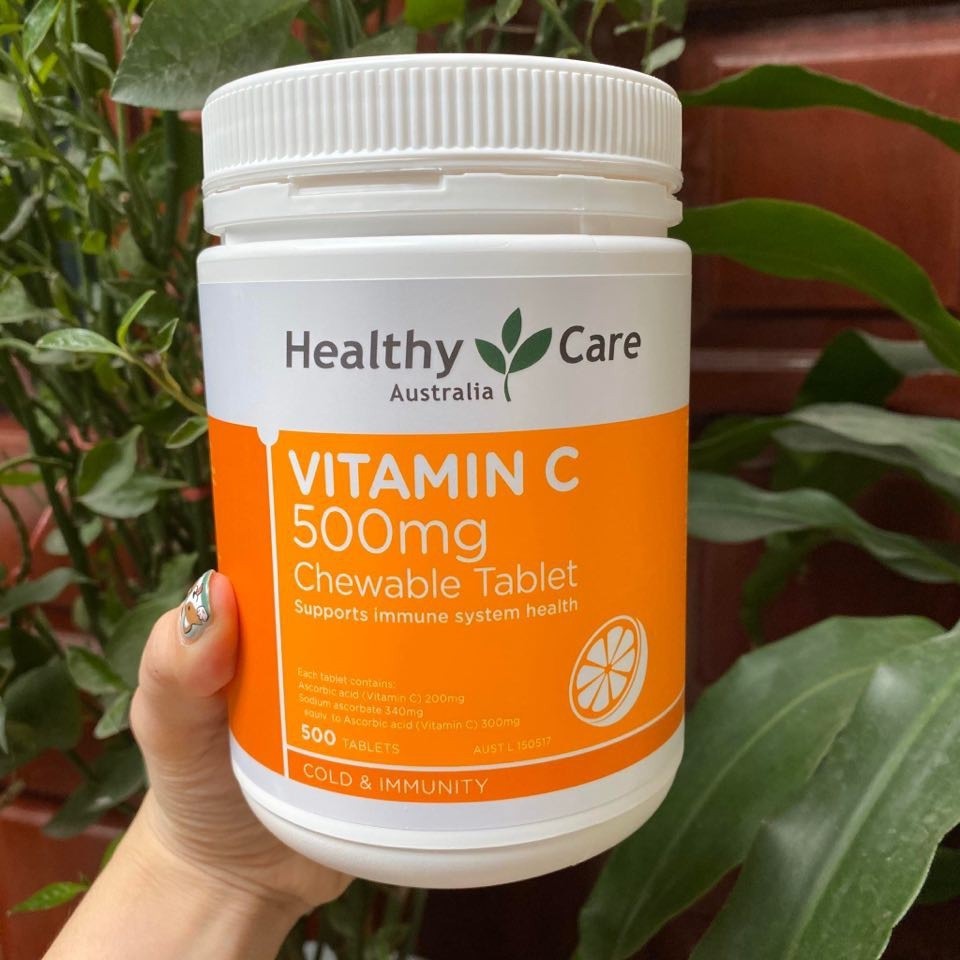 [ Date 06.2023 ] Viên nhai ngậm Healthy Care Vitamin C 500mg Chewable Tablet 500 viên Úc