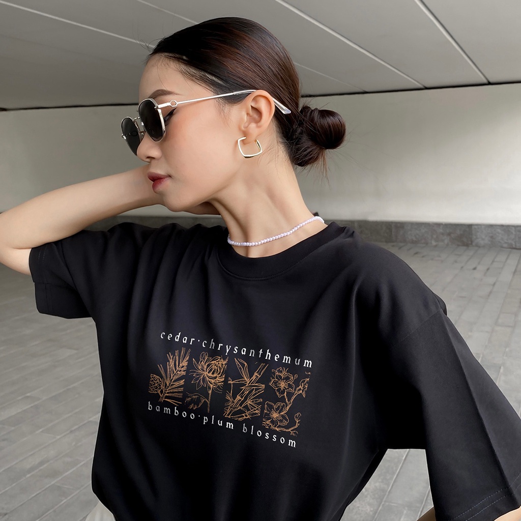 Áo thun unisex In cao cấp hình TỨ QUÂN TỬ (TÙNG CÚC TRÚC MAI) form basic 100% cotton premium SOUL OF A NATION - Đen