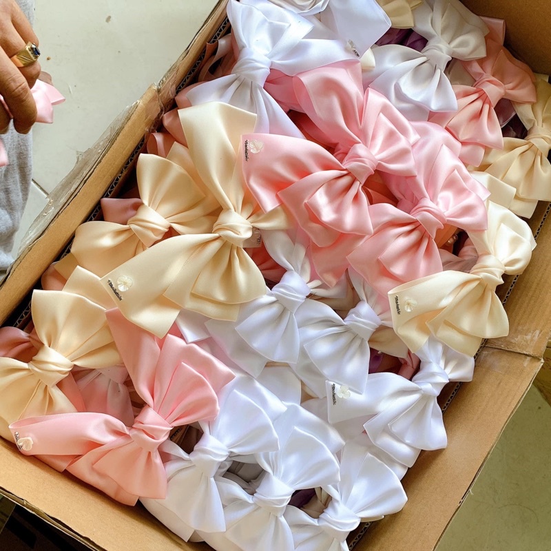 Nơ kẹp tóc lụa 3 tầng phong cách Hàn Quốc siêu yêu - 3 màu