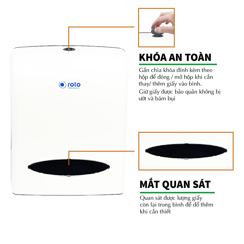 Hộp đựng giấy vệ sinh cuộn lớn / Hộp đựng khăn giấy lau tay napskin, Hộp nhựa ABS cao cấp Roto