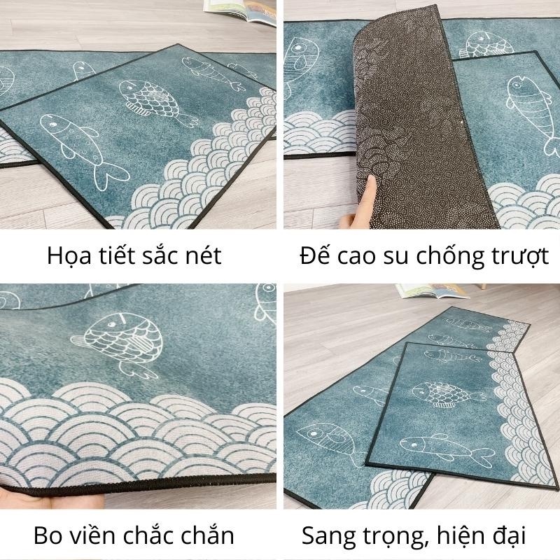 Thảm lau chân chùi chân trải sàn phòng tắm phòng khách nhà bếp đế chống trơn trượt siêu thấm hút nước