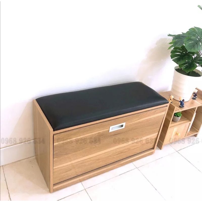Tủ giày gỗ 3 ngăn kết hợp ghế ngồi thông minh. Kích thước: 80 x 45 x 30cm