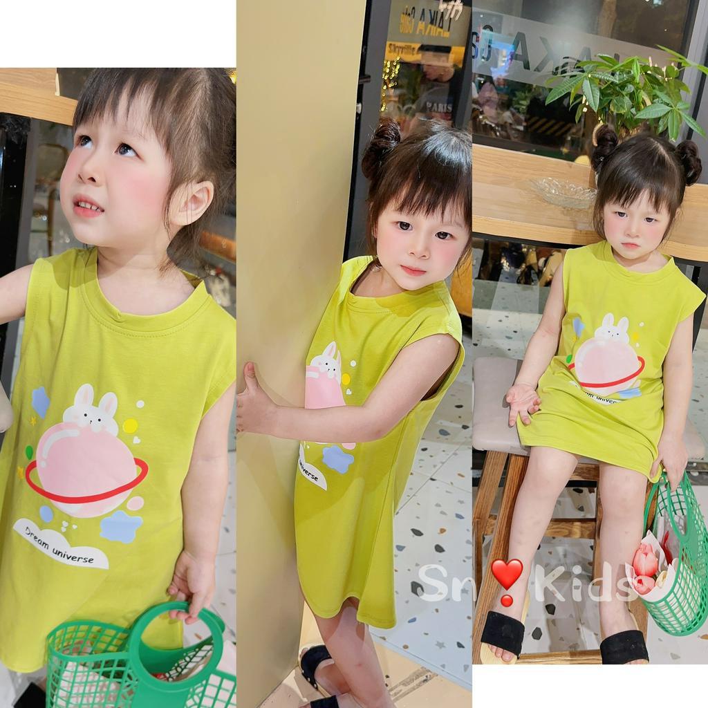 Váy bé gái, vách suông sát nách tay hến chất cotton qc cho bé