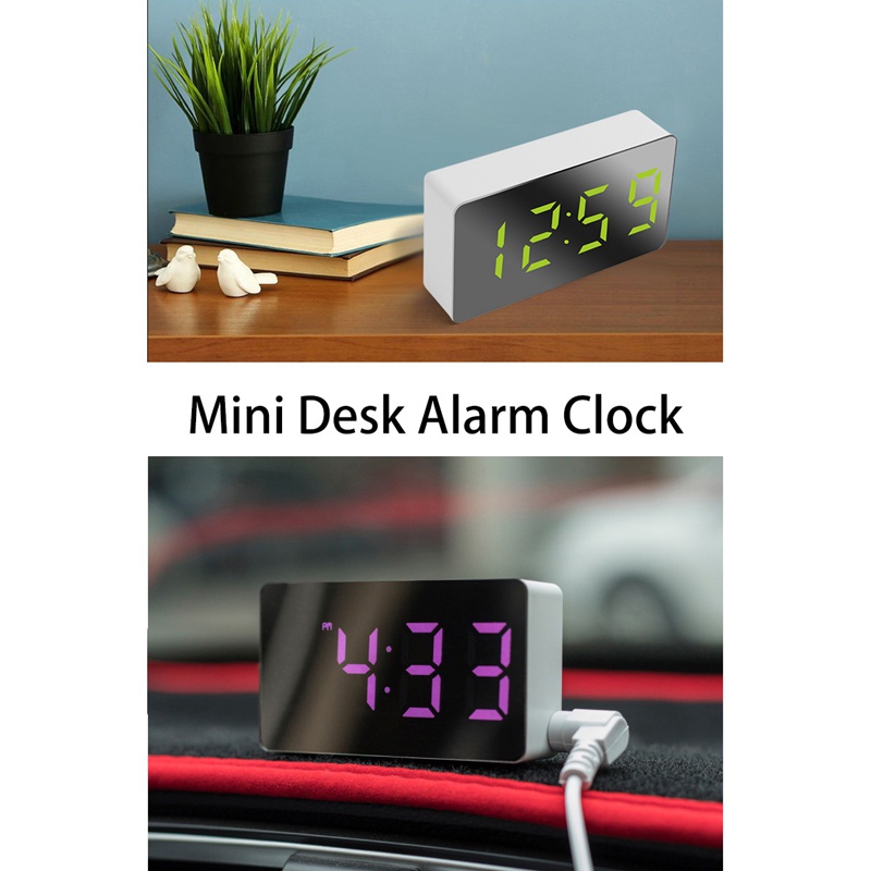 Đồng Hồ Báo Thức Kỹ Thuật Số Để Bàn Cổng USB Có Đèn LED Hiển Thị Nhiệt Độ
