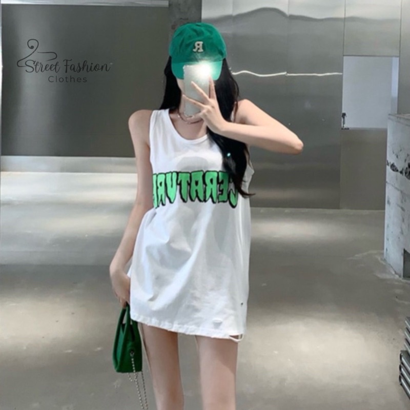 Áo tank top nữ, áo ba lỗ dáng dài dấu quần sexy, cá tính