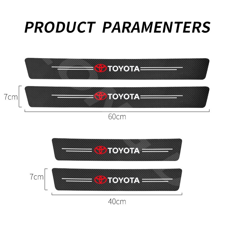 Bộ 4 Miếng Dán Bảo Vệ Cửa Xe Hơi Toyota TRD Avanza RUSH YARIS Innova Wigo Bằng Sợi Carbon