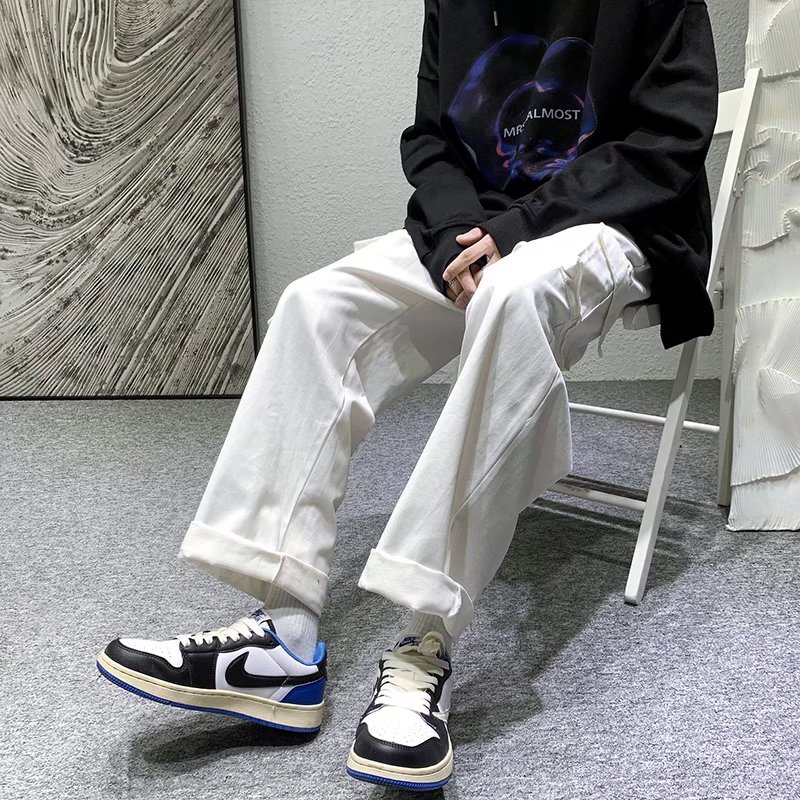 Quần ống rộng nam Có Túi Màu Trơn Đơn Giản Thời Trang Cho bigsize fashion quần jogger nam unisex simple quần tây đen