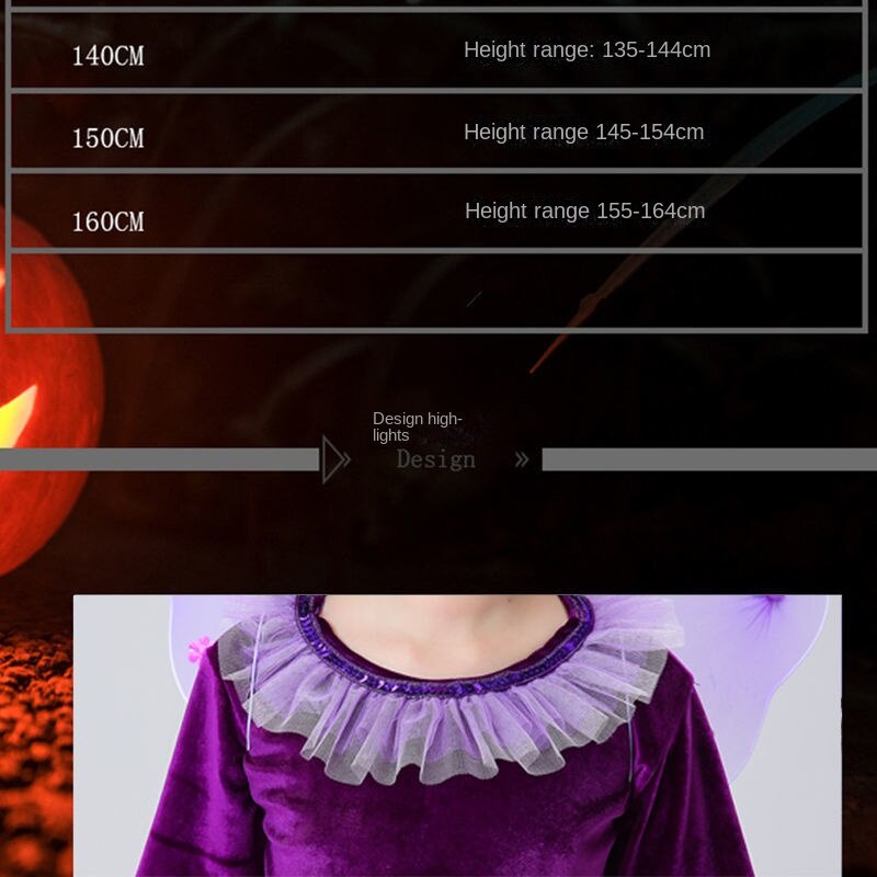 Spot Halloween quần áo trẻ em cô gái dài tay váy phù thủy Bạch Tuyết 100-160 thước Anh