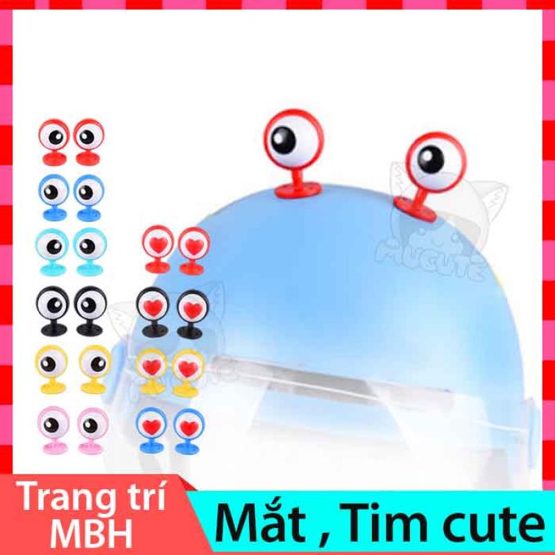 Trang trí nón bảo hiểm - Mắt cute, Tim gắn mũ bảo hiểm