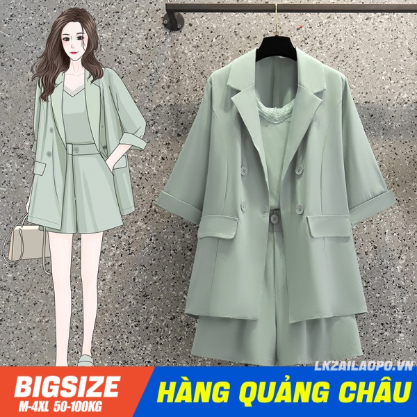 Sét bộ đồ nữ ⚡️𝐁𝐈𝐆𝐒𝐈𝐙𝐄⚡️ Áo vest blazer form rộng 2 dây kết hợp quần short quần đùi ống rộng mùa hè Phong cách Hàn Quốc Thời Trang đi Chơi sang chảnh cá tính quảng châu cao cấp