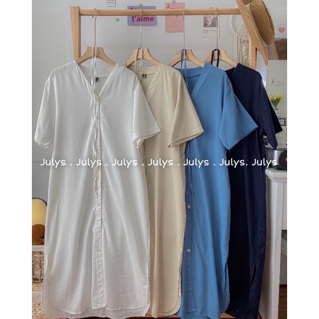 Váy linen suông Hàn 561 (ảnh thật shop chụp kèm video)