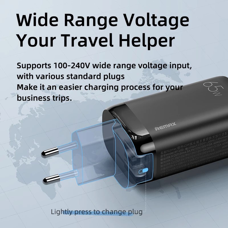Củ sạc nhanh Gan Quick Charger PD 3.0 65W cổng Type C cho Smartphone/ Tablet / Laptop