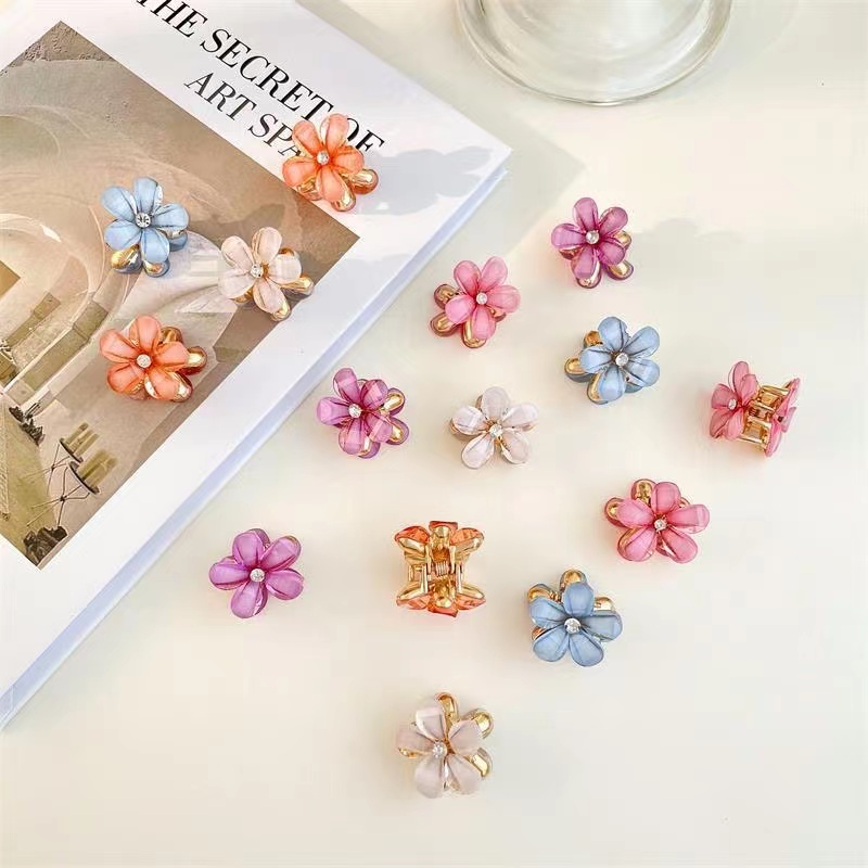 Kẹp Tóc Đính Hoa Pha Lê Nhỏ Phong Cách Hàn Quốc Cho Nữ