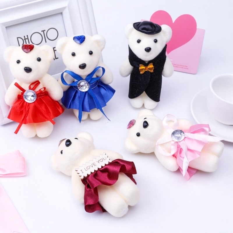 Gấu bông xốp mini phụ kiện bó hoa gấu