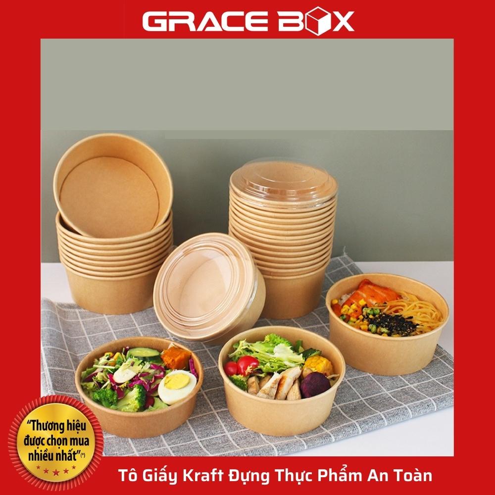 (Giá Sỉ) Lốc 10 Tô Giấy Kraft Đựng Thực Phẩm An Toàn - Siêu Thị Bao Bì Grace Box