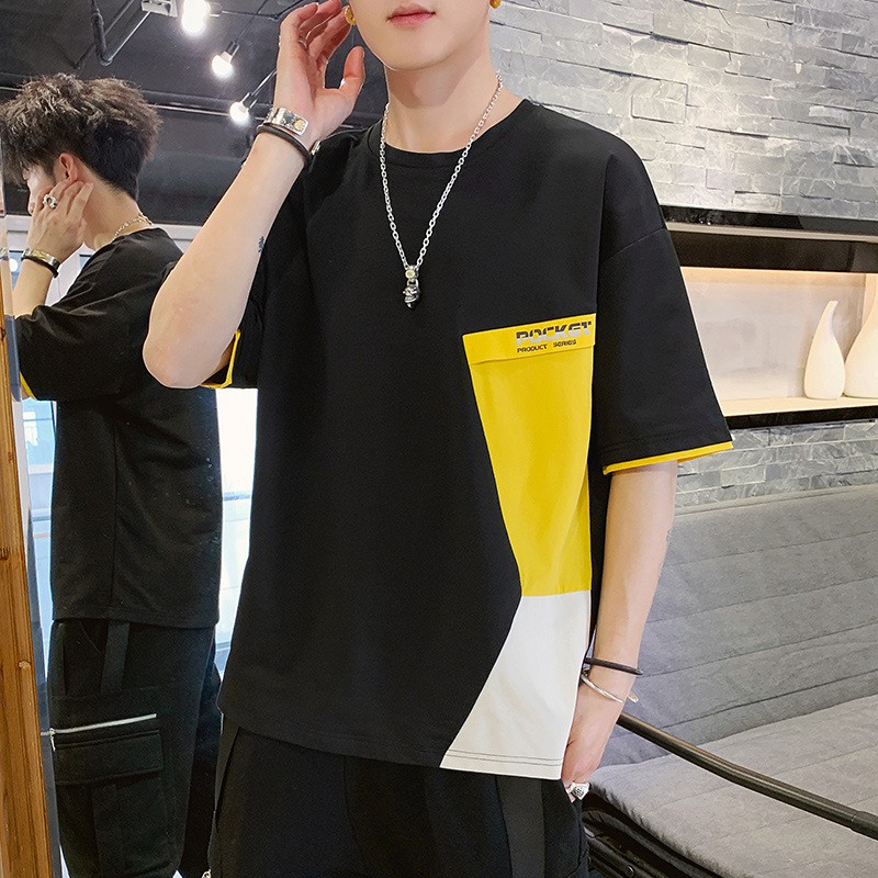 New summer short-sleeved t-shirt men s casual Korean loose round neck fashion trendy brand handsome clothing