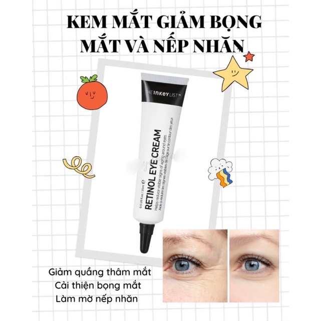 Kem dưỡng mắt THE INKEY LIST Retinol eye cream 15ml