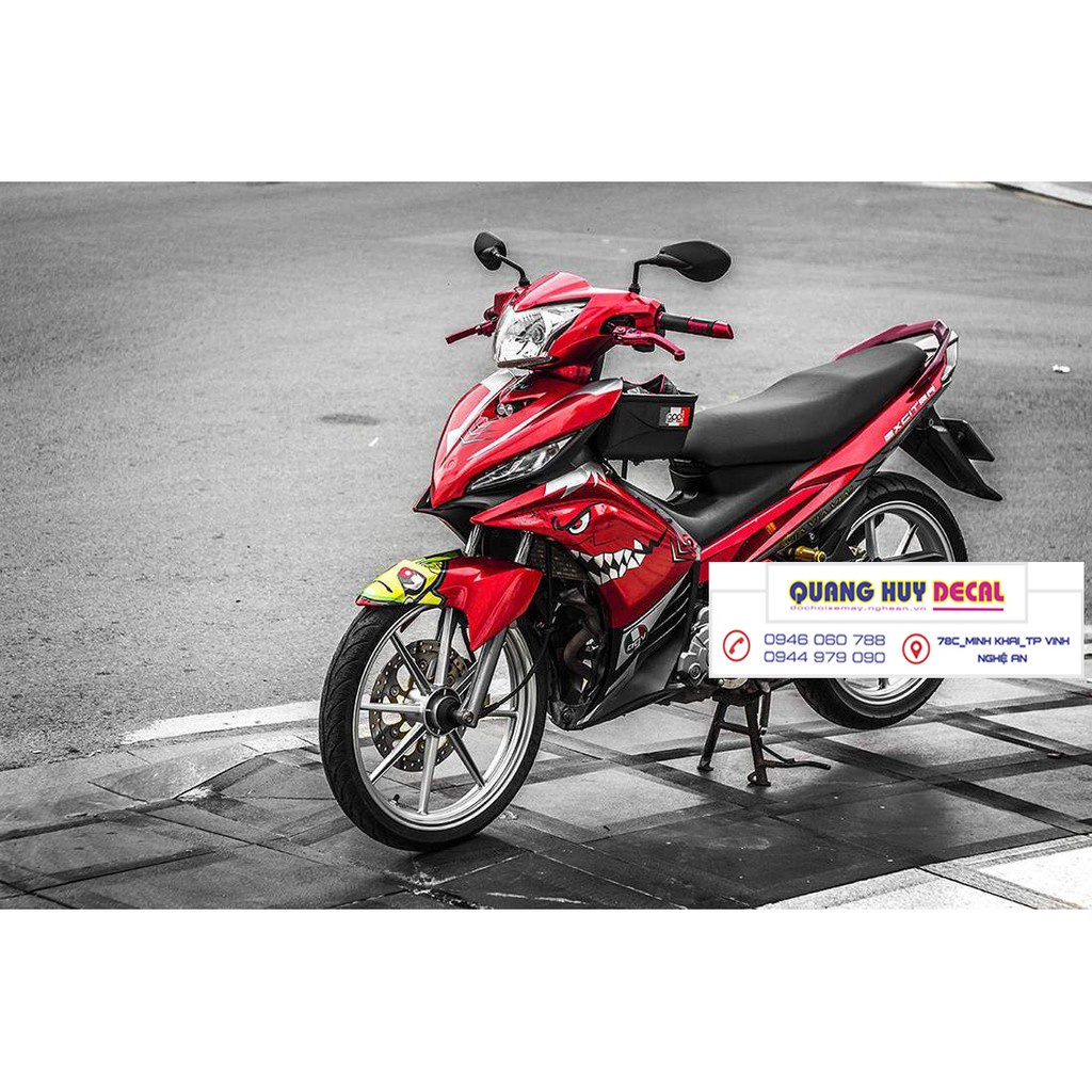 Tem trùm exciter 135 ♦FREESHIP♦ cá mập đỏ shark, độ team decal xe ex dán đời 2011-2014