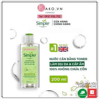 Nước hoa hồng Simple Kind To Skin Soothing Facial Toner, 200ml