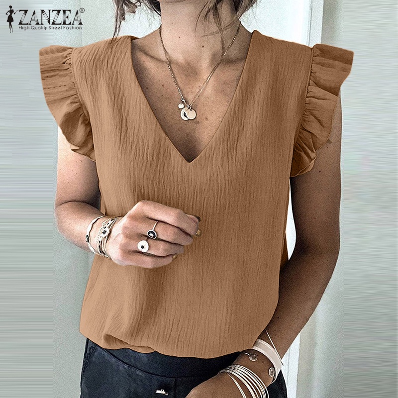 Zanzea Áo Nữ Tay Dài Cổ Chữ V Phong Cách Châu Âu Thời Trang