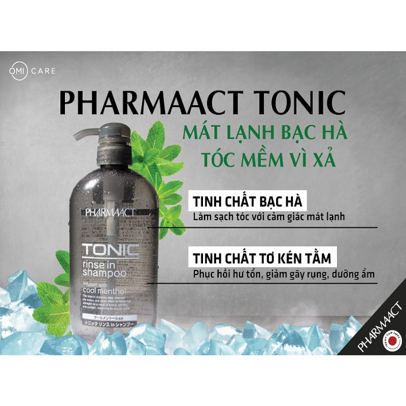 Dầu Gội, Xả Dành Cho Nam Tonic Pharmaact Bạc Hà Mát Lạnh Sạch Gàu, Giảm Ngứa