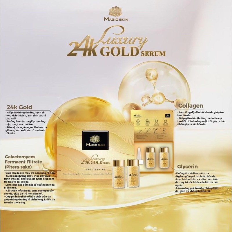Serum dưỡng trắng da mờ thâm nám Luxurygold24 Magicskin