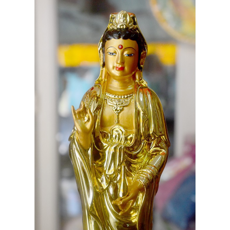 [GIÁ TỐT]Bộ ba tượng Phật Tây Phương Tam Thánh sơn xi vàng cao 26cm Xchất lượng nhất
