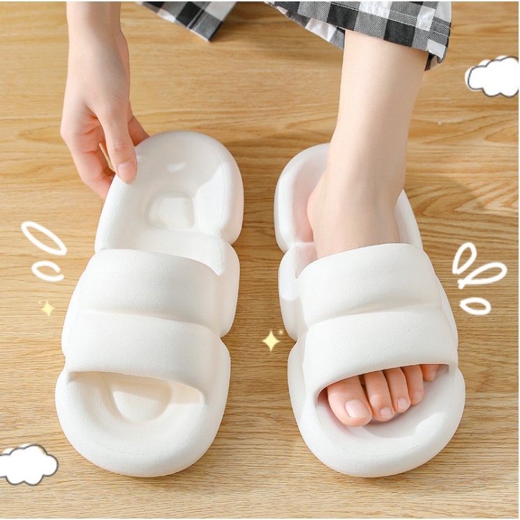 Dép bánh mì đúc nguyên khối quai ngang hình xoắn ốc thời trang nam nữ đi êm nhẹ đế cao chống trượt cho học sinh sinh viê