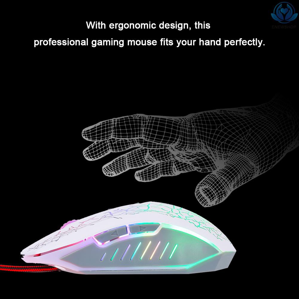 【enew】Gaming Mouse Wired RGB Ergonomic Game Mouse USB Computer Mice PC Laptop Gaming Mouse（White）