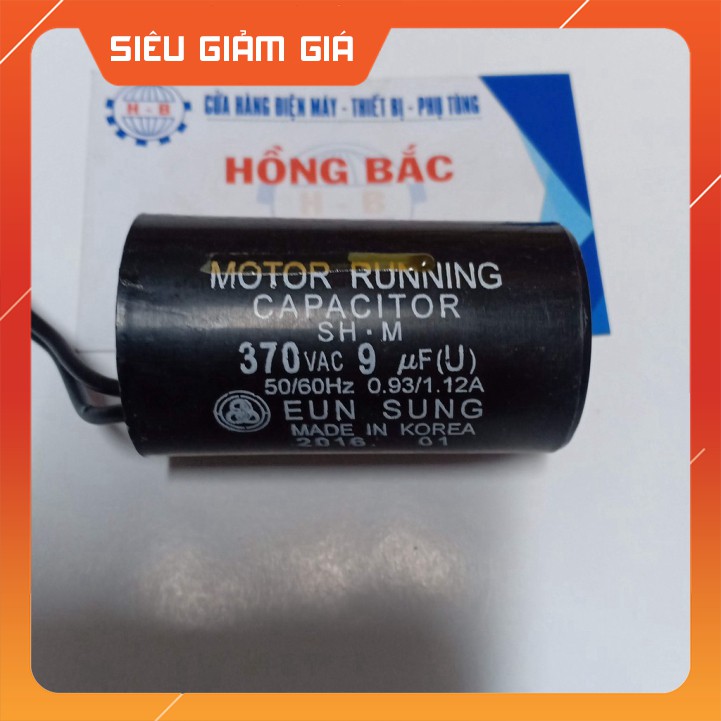 10 tụ điện 9MF 370VAC đen loại tốt dùng cho bơm và thiết bị điện khác