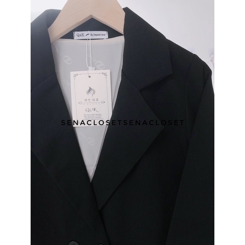 ÁO BLAZER 2 LỚP QC ĐEN STYLE ULZZANG HQ (Ảnh thật/ video)