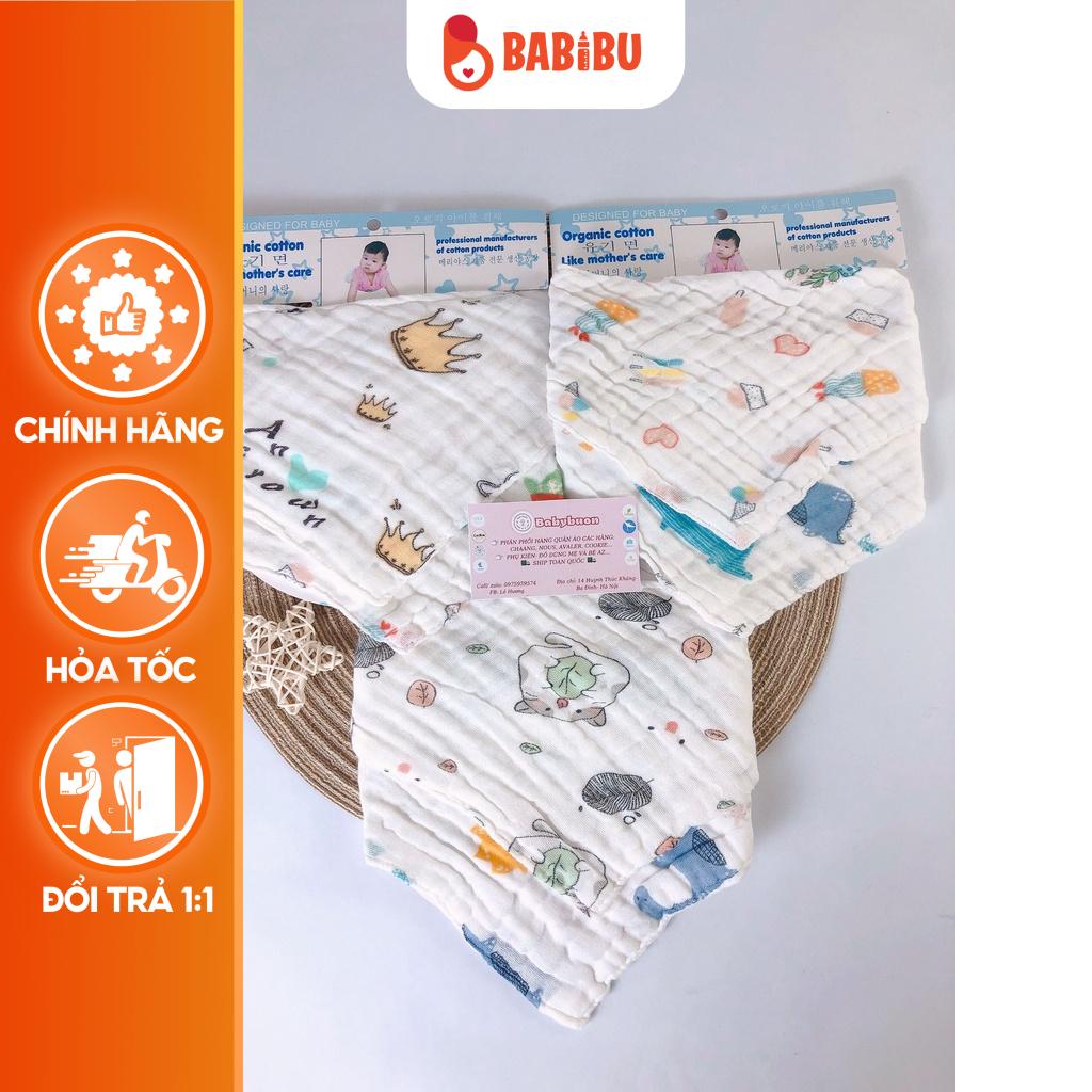[ 0-3 TUỔI] Yếm Xô Tam Giác Cho Bé Sơ Sinh Set 2 Chiếc, Khăn Xô 6 Lớp Organic Cotton Babibu - YXTG2C